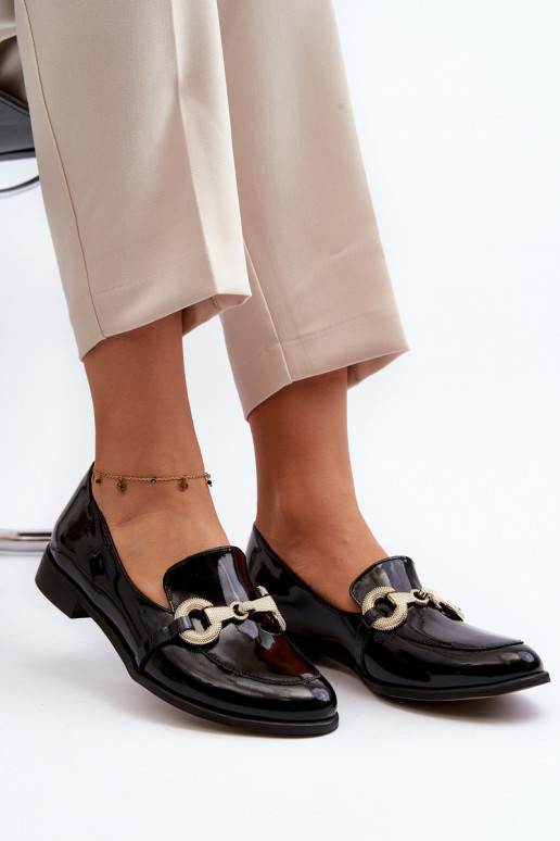 Zazoo 2880 Feminin Mokassins mit Lackeffekt mit Ornamenten schZuarze Farbe Zazoo 2880 Feminin Mokassins mit Lackeffekt mit Ornamenten schZuarze Farbe