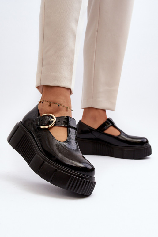 Zazoo 20102 Modisch mit Lackeffekt Schuhe mit einer Plattform schZuarze Farbe Zazoo 20102 Modisch mit Lackeffekt Schuhe mit einer Plattform schZuarze Farbe