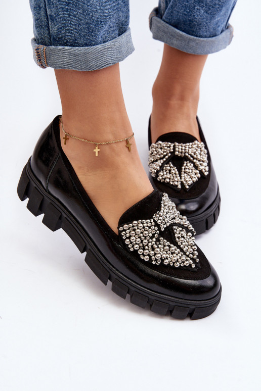 Lackierte Mokassins Feminin Laura Messi 2785 schZuarze Farbe Lackierte Mokassins Feminin Laura Messi 2785 schZuarze Farbe