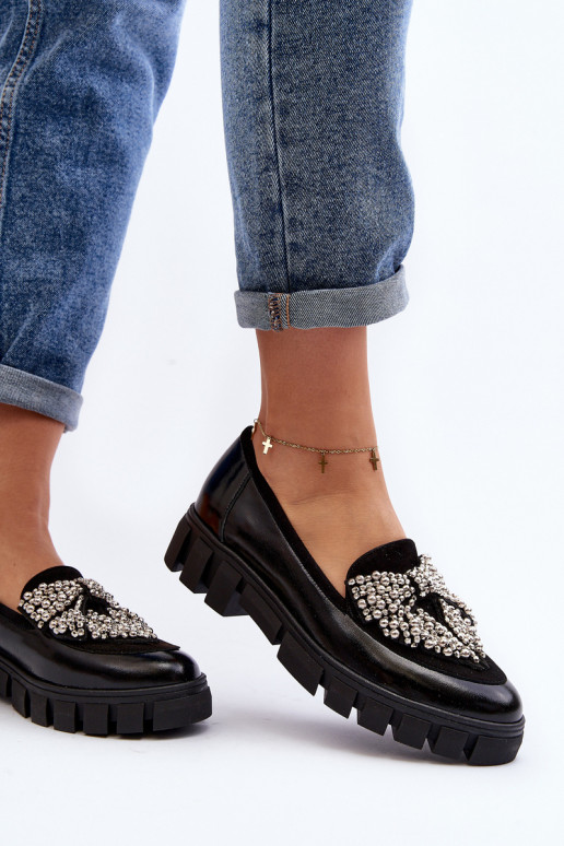 Lackierte Mokassins Feminin Laura Messi 2785 schZuarze Farbe Lackierte Mokassins Feminin Laura Messi 2785 schZuarze Farbe