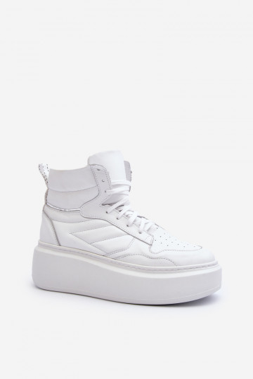 Zazoo 3392/X Damen Leder-Sneaker mit Plattform in Weiß