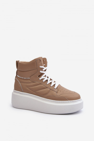 Zazoo 3392/X Damen Leder-Sneaker mit Plattform in Sand 2