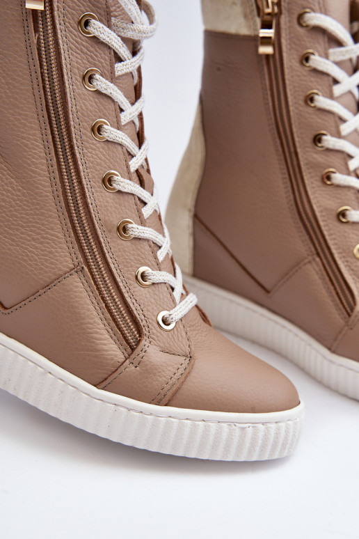 Zazoo 3081 Haut Freizeitschuhe Auf einem Keil Beige Zazoo 3081 Haut Freizeitschuhe Auf einem Keil Beige