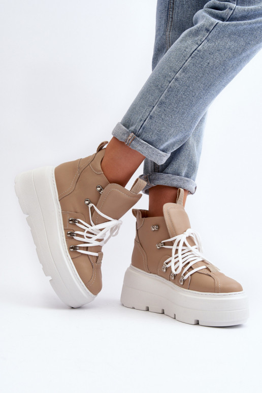 Zazoo 3416 Haut Feminin Turnschuhe Beige