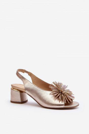 Damensandalen mit Ornamenten Laura Messi 2719 goldene Farbe