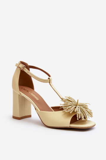 Leder Sandalen mit Absatz und Ornamenten Laura Messi 2758 in Sand