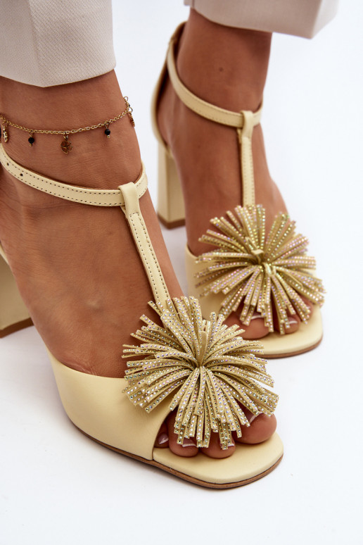 Sandalen Haut mit Absätzen mit Ornamenten Laura Messi 2758 Beige Sandalen Haut mit Absätzen mit Ornamenten Laura Messi 2758 Beige