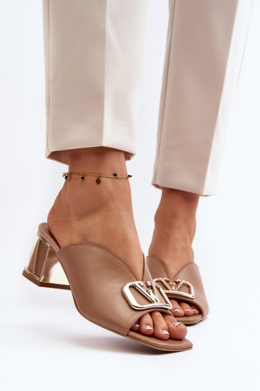 Eleganter Stil Damenhausschuhe mit Absätzen Laura Messi 2771 Beige Eleganter Stil Damenhausschuhe mit Absätzen Laura Messi 2771 Beige