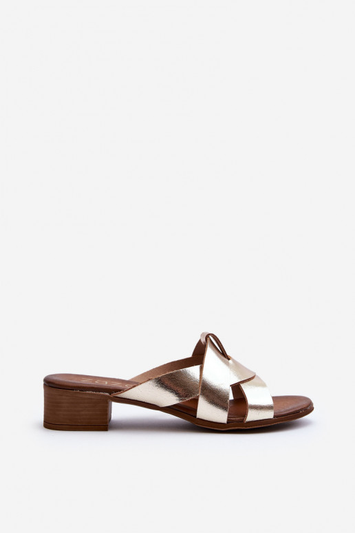 Zazoo 40236 Lederhausschuhe Feminin Auf niedrigem Absatz goldene Farbe