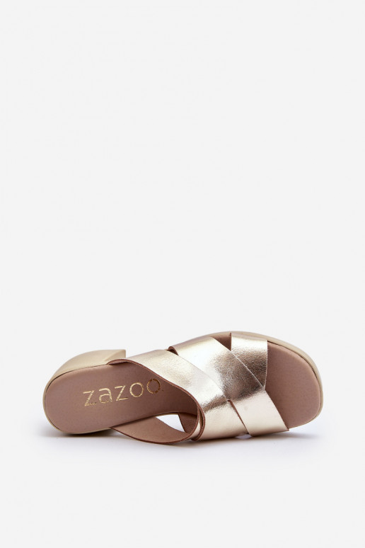 Zazoo 40373 Lederhausschuhe Klocke goldene Farbe