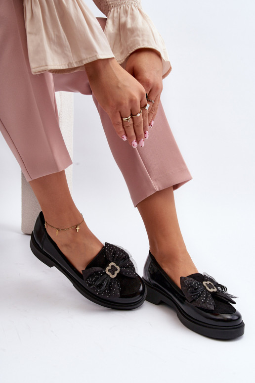 Feminin Lackierte Mokassins mit Bändern Laura Messi 2786 schZuarze Farbe Feminin Lackierte Mokassins mit Bändern Laura Messi 2786 schZuarze Farbe