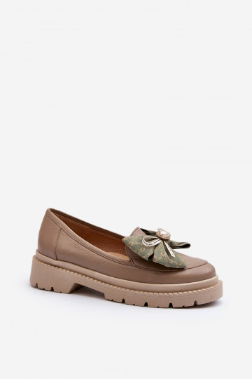Damen Leder Mokassins mit Schleifen Laura Messi 2787 sandfarben