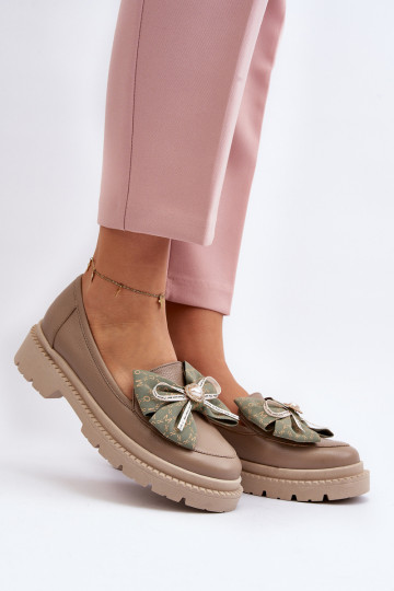 Damen Leder Mokassins mit Schleifen Laura Messi 2787 sandfarben 2