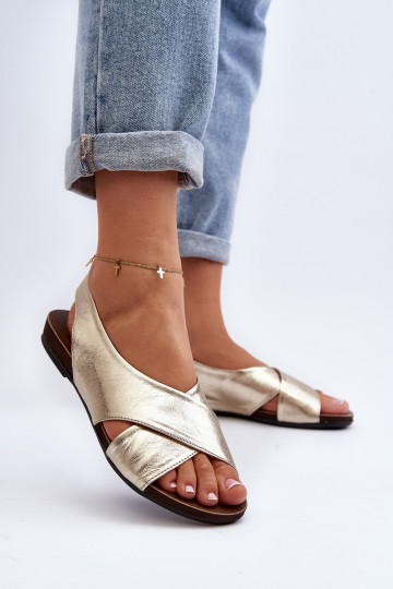 Zazoo 40407 Leder Damen Sandalen goldfarben