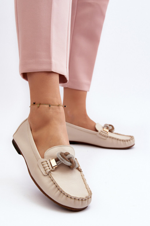 Haut Mokassins für Damen mit Ornamenten Laura Messi 2761 elfenbeinfarbe Haut Mokassins für Damen mit Ornamenten Laura Messi 2761 elfenbeinfarbe