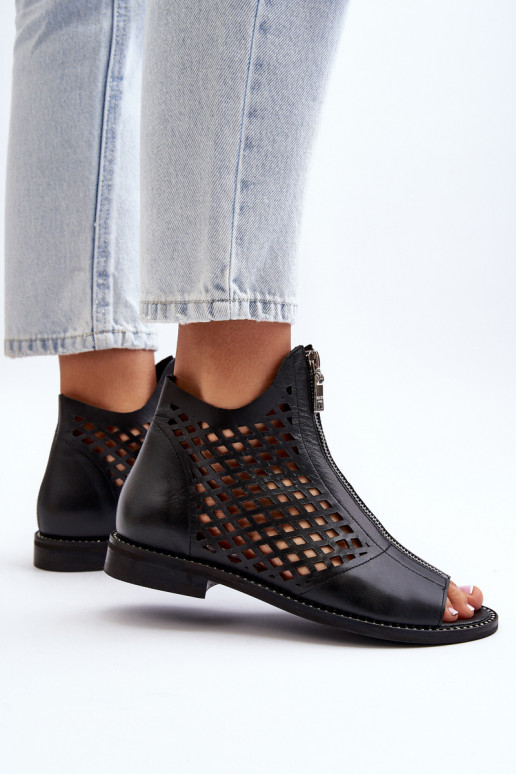 Zazoo 977/L Haut Durchbrochene Sandalen Zum Schloss schZuarze Farbe Zazoo 977/L Haut Durchbrochene Sandalen Zum Schloss schZuarze Farbe