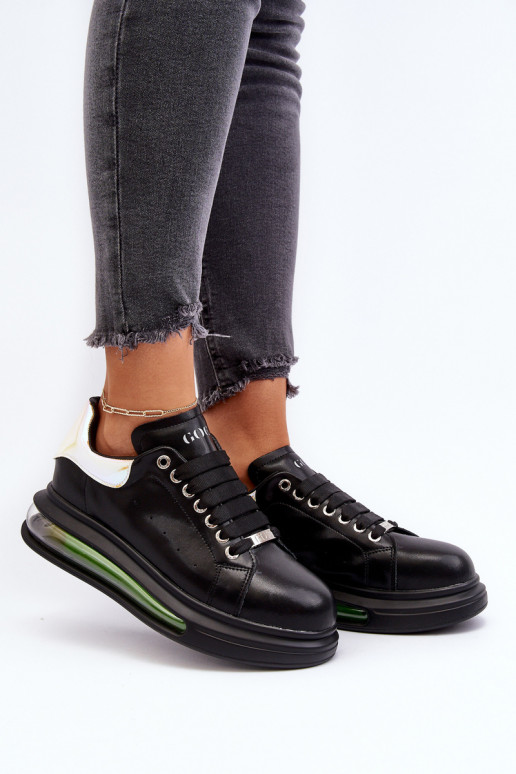 Sneakers Stilvollllschuhe Feminin Haut GOE NN2N4030 schZuarze Farbe