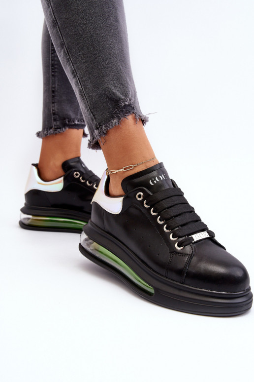 Sneakers Stilvollllschuhe Feminin Haut GOE NN2N4030 schZuarze Farbe