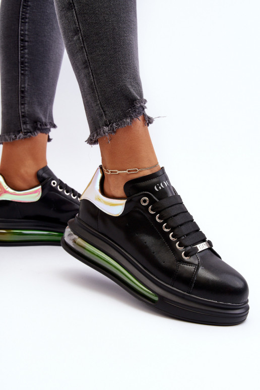 Sneakers Stilvollllschuhe Feminin Haut GOE NN2N4030 schZuarze Farbe