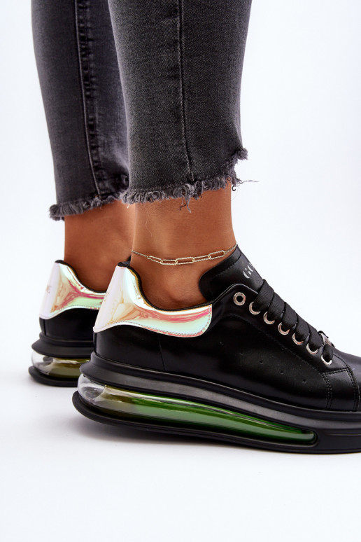 Sneakers Stilvollllschuhe Feminin Haut GOE NN2N4030 schZuarze Farbe