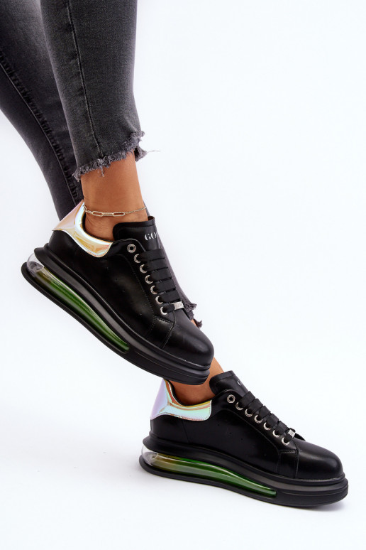 Sneakers Stilvollllschuhe Feminin Haut GOE NN2N4030 schZuarze Farbe