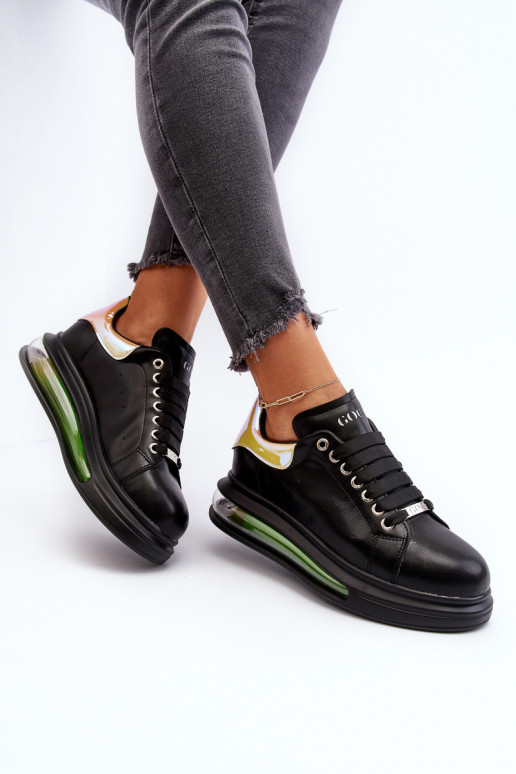 Sneakers Stilvollllschuhe Feminin Haut GOE NN2N4030 schZuarze Farbe