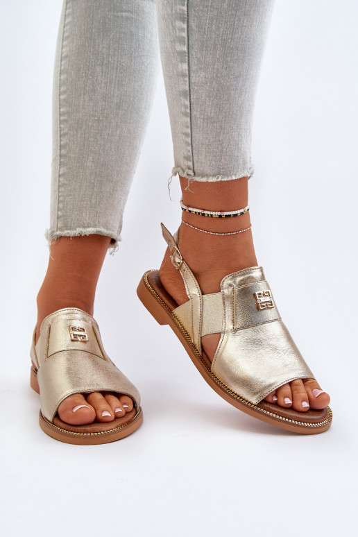 Zazoo 40385 Feminin Damensandalen goldene Farbe