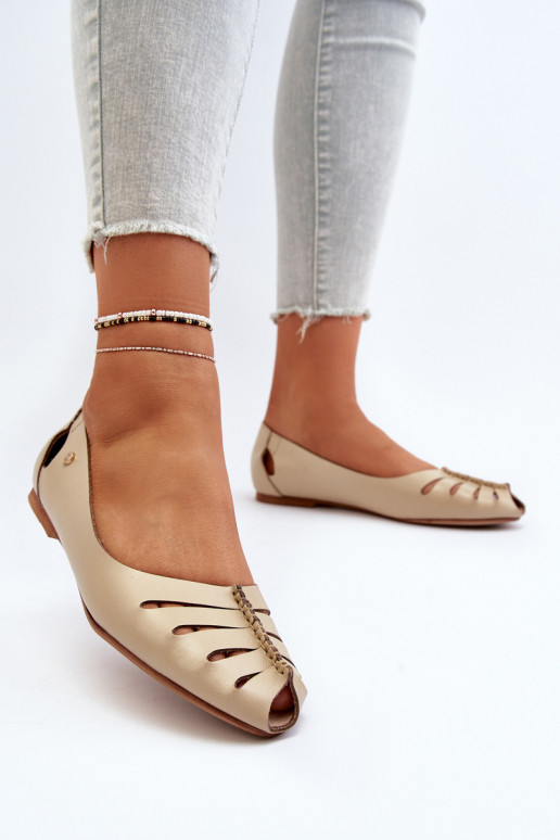 Zazoo 10009 Bequeme Ballerinas aus Ermöglichtturleder Feminin Beige