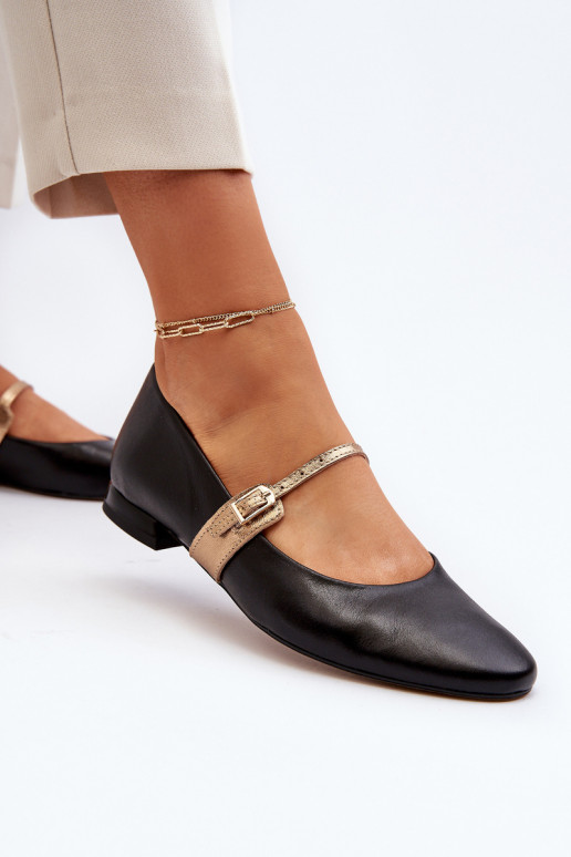 Ballerinas Feminin mit breiten Absätzen Laura Messi 2774 schZuarze Farbe