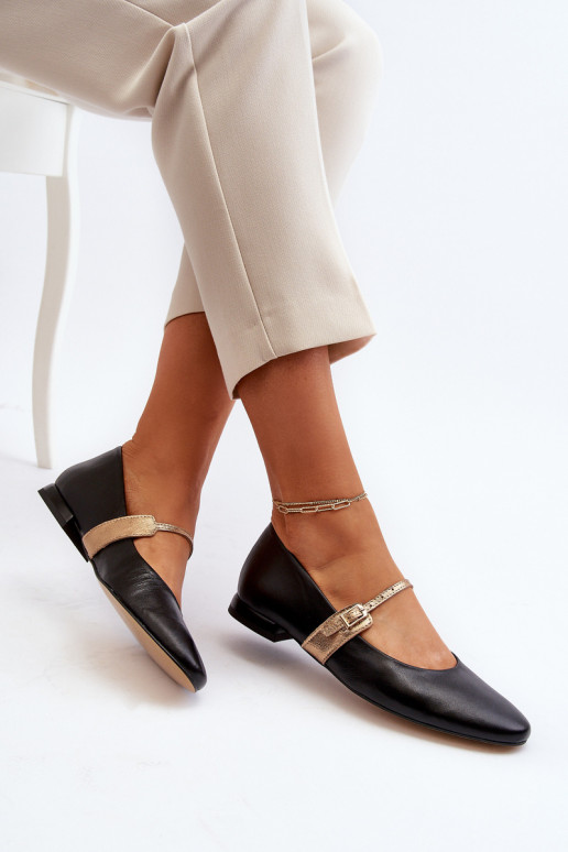 Ballerinas Feminin mit breiten Absätzen Laura Messi 2774 schZuarze Farbe