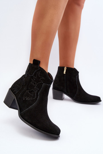 Zazoo 3426 Damen Wildleder Stiefel im Cowboy-Stil in Schwarz