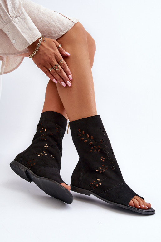 Zazoo 3437 Feminin INildledersandalen mit einem Stiefel Zum Schloss schZuarze Farbe