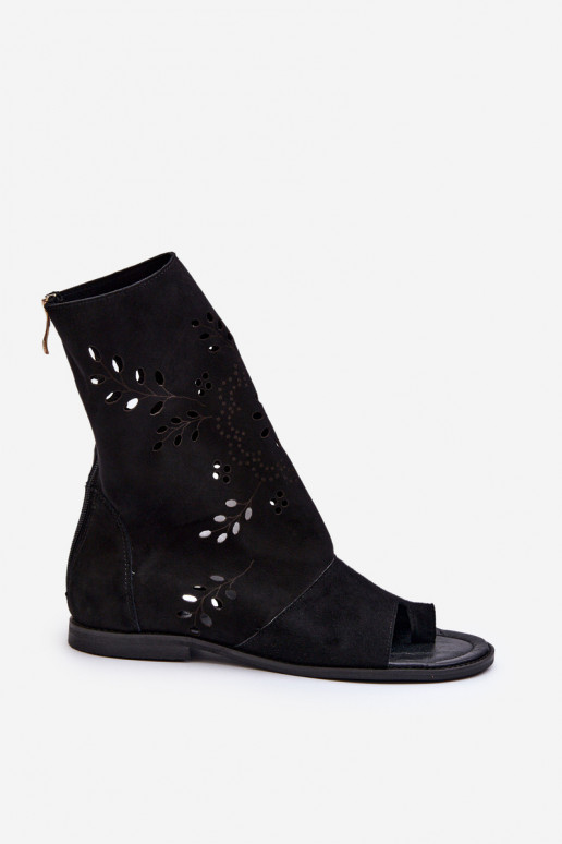 Zazoo 3437 Feminin INildledersandalen mit einem Stiefel Zum Schloss schZuarze Farbe