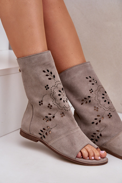 Zazoo 3437 Feminin INildledersandalen mit einem Stiefel Zum Schloss Beige