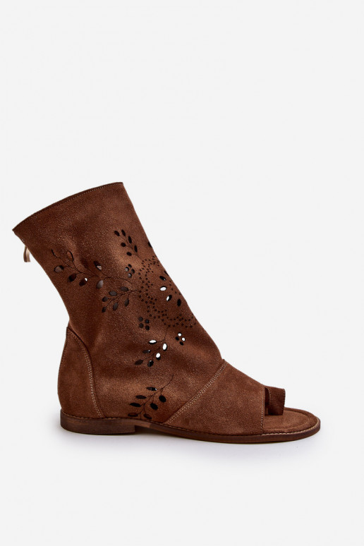 Zazoo 3437 Feminin INildledersandalen mit einem Stiefel Zum Schloss braune Farbe Zazoo 3437 Feminin INildledersandalen mit einem Stiefel Zum Schloss braune Farbe