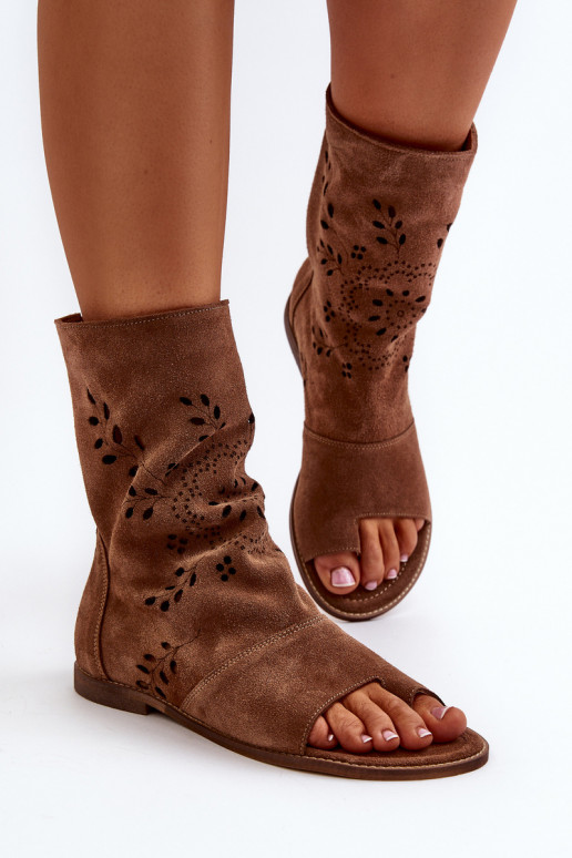 Zazoo 3437 Feminin INildledersandalen mit einem Stiefel Zum Schloss braune Farbe Zazoo 3437 Feminin INildledersandalen mit einem Stiefel Zum Schloss braune Farbe