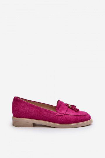 Zazoo 3420 Frauen Wildleder Mokassins mit breiten Absätzen in Fuchsia 2