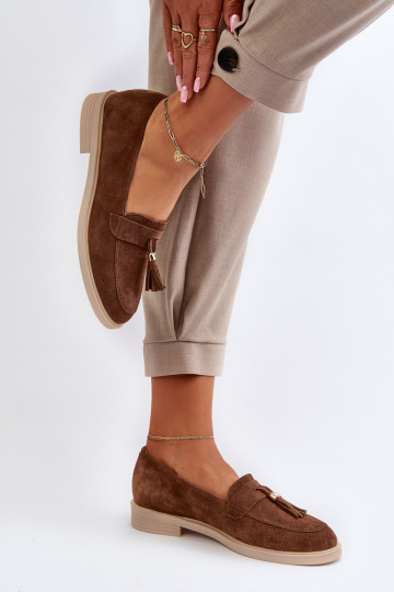 Zazoo 3420 INildledermokassins Feminin mit breiten Absätzen braune Farbe 2