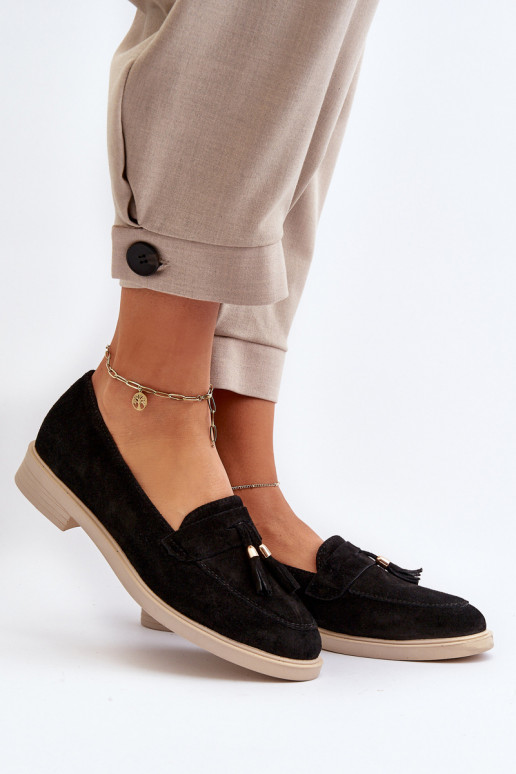 Zazoo 3420 INildledermokassins Feminin mit breiten Absätzen schZuarze Farbe Zazoo 3420 INildledermokassins Feminin mit breiten Absätzen schZuarze Farbe