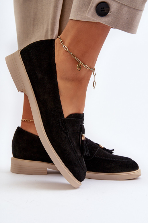 Zazoo 3420 INildledermokassins Feminin mit breiten Absätzen schZuarze Farbe Zazoo 3420 INildledermokassins Feminin mit breiten Absätzen schZuarze Farbe