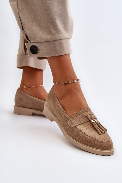 Zazoo 3420 INildledermokassins Feminin mit breiten Absätzen Beige Zazoo 3420 INildledermokassins Feminin mit breiten Absätzen Beige