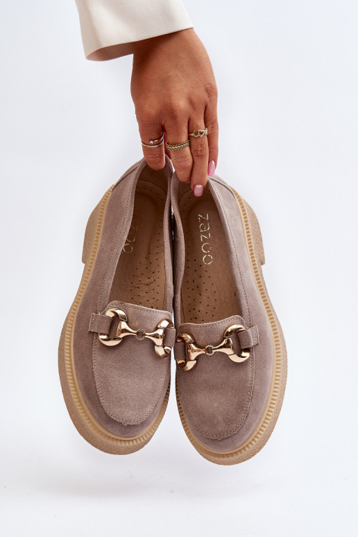 Zazoo 3429 INildledermokassins Feminin mit Ornamenten braune Farbe Zazoo 3429 INildledermokassins Feminin mit Ornamenten braune Farbe