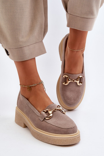 Zazoo 3429 INildledermokassins Feminin mit Ornamenten Cappuccino-Farbe