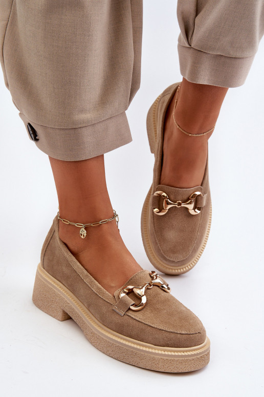 Zazoo 3429 INildledermokassins Feminin mit Ornamenten Beige