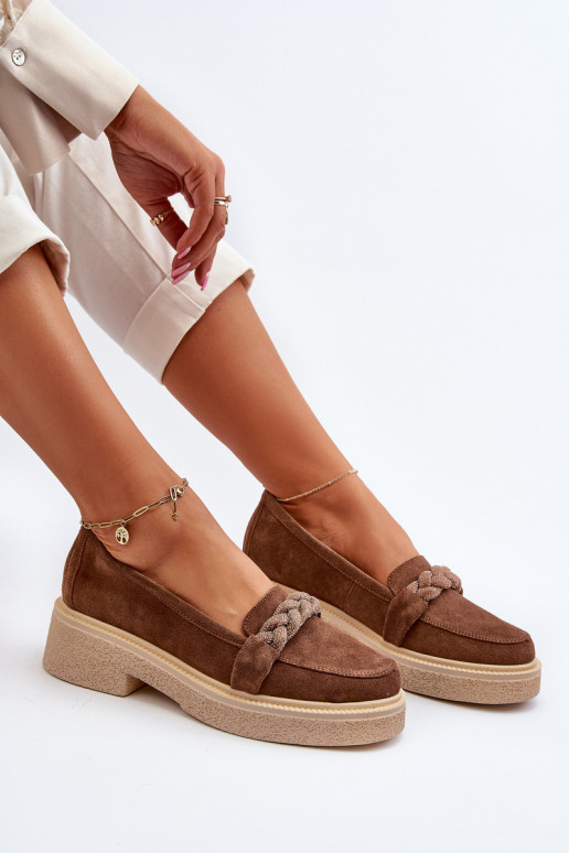 Zazoo 3429/IN Elegante INildledermokassins mit Ornamenten braune Farbe