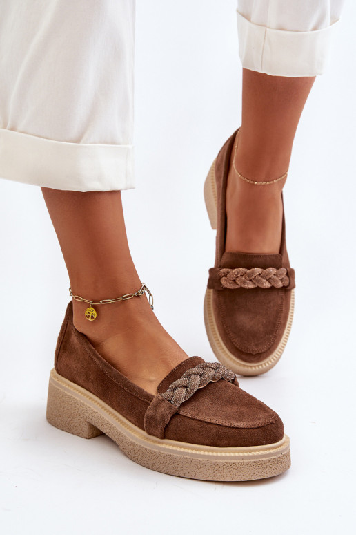 Zazoo 3429/IN Elegante INildledermokassins mit Ornamenten braune Farbe