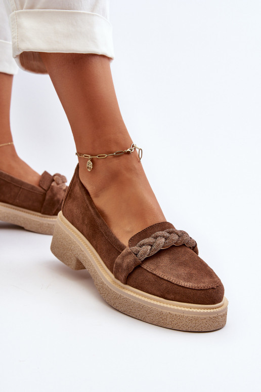 Zazoo 3429/IN Elegante INildledermokassins mit Ornamenten braune Farbe