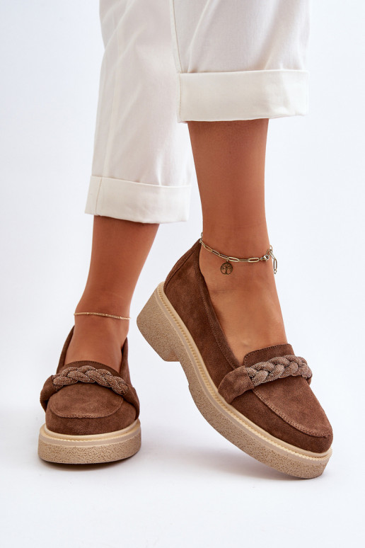 Zazoo 3429/IN Elegante INildledermokassins mit Ornamenten braune Farbe