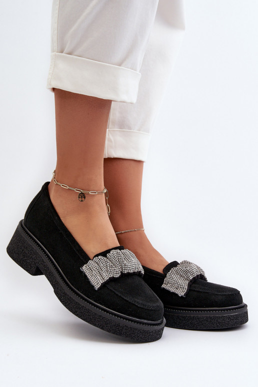 Zazoo 3419 Mokassins für Damen aus INildleder Mit Zierband schZuarze Farbe