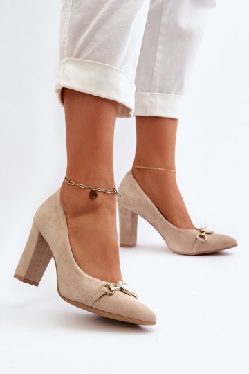 Zazoo 2453/OS INildlederschuhe mit Absätzen mit Herzen Cappuccino-Farbe